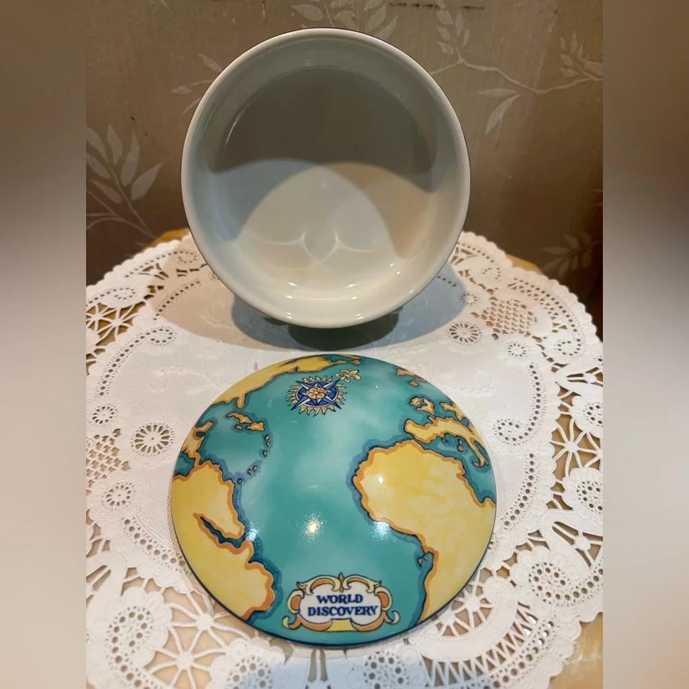 Tiffany & Co. Tauck World Discovery Globe ~ Map Porcelain Trinket Box ~ 🇫🇷